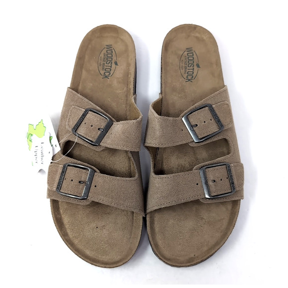 Woodstock Other - Leather Slip On Double Strap Cork Sandals Shoes Mens 12 Brown Woodstock NEW NWOB